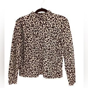Lands End Leopard  Long Sleeve Mock Turtleneck. Top Womens Size XS /P